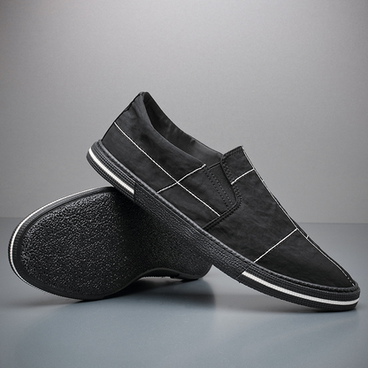 Comfortable men's summer footwear, modern art design slip-ons, breathable.