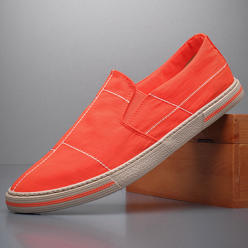 Easy wear men's casual slip-ons, breathable & comfortable, modern art style.