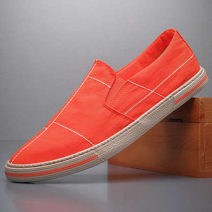 Easy wear men's casual slip-ons, breathable & comfortable, modern art style.