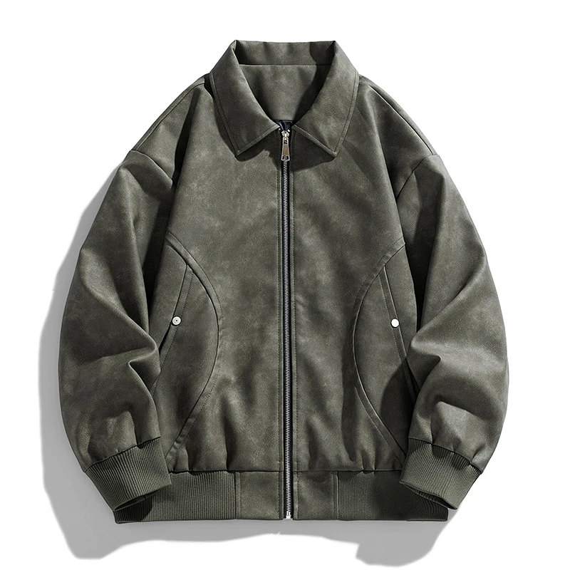 Sleek men's bomber jacket laid flat, displaying its modern design and tailored fit. Ideal casual outerwear for men.