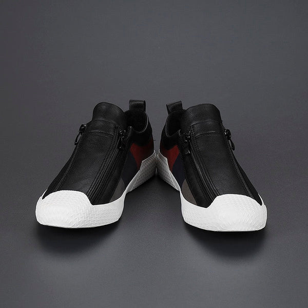 Modern men's casual sneakers, stylish and comfortable, with functional zipper closure.