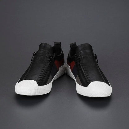 Modern men's casual sneakers, stylish and comfortable, with functional zipper closure.