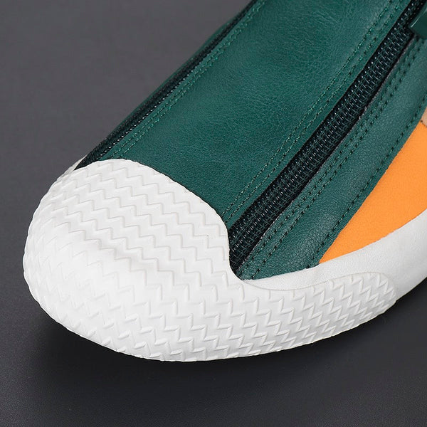 Contemporary men's casual sneakers, comfortable, easy-wear zipper, modern style.
