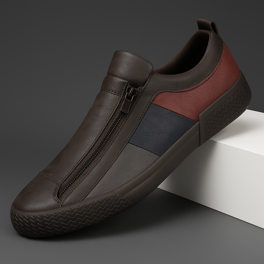Men's casual sneakers featuring a practical zipper closure, offering easy on/off.