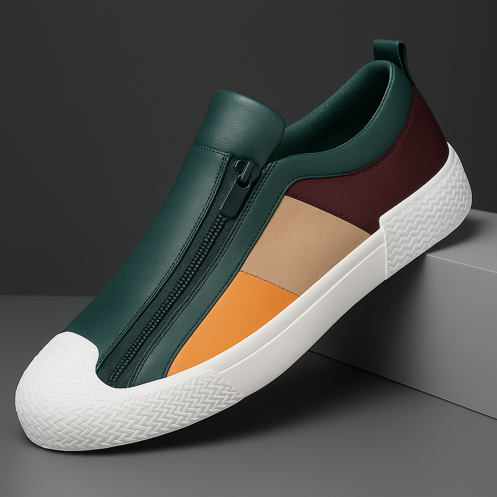 Comfortable men's modern casual sneakers, sleek design, durable with zipper closure.