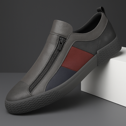 Fashionable men's sneakers, modern aesthetic, casual comfort, with convenient zipper.