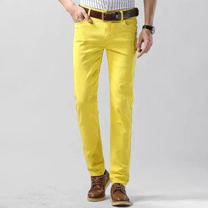 Man in smart casual men's red trousers and blazer, modern fit cotton blend, perfect for stylish versatile fashion.