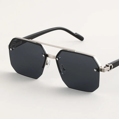 Sapphire blue men's geometric sunglasses with UV protection. Modern, lightweight frames & polarized lenses.