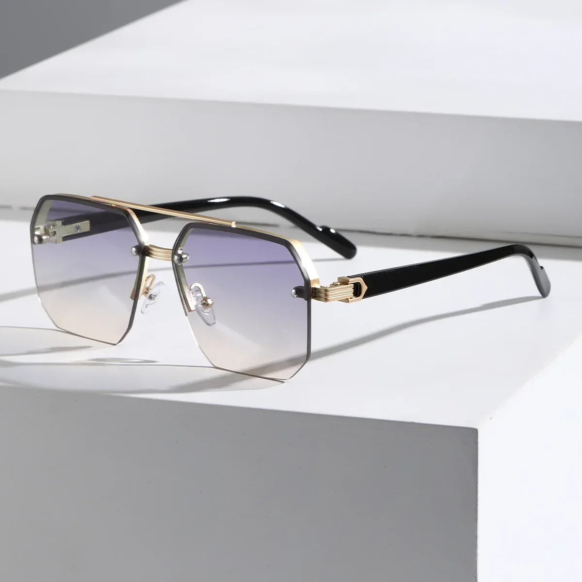 Lightweight men's modern geometric sunglasses. Comfortable onyx black frames with full UV protection & polarization.