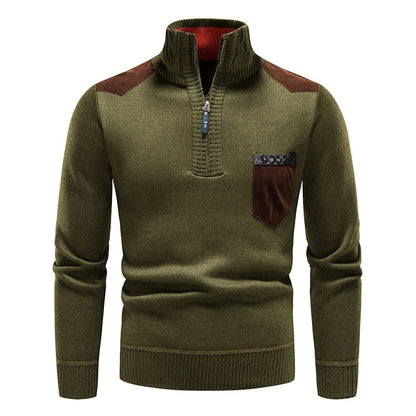 Men's half-zip sweater featuring subtle stylish accents, a modern essential for fall fashion.