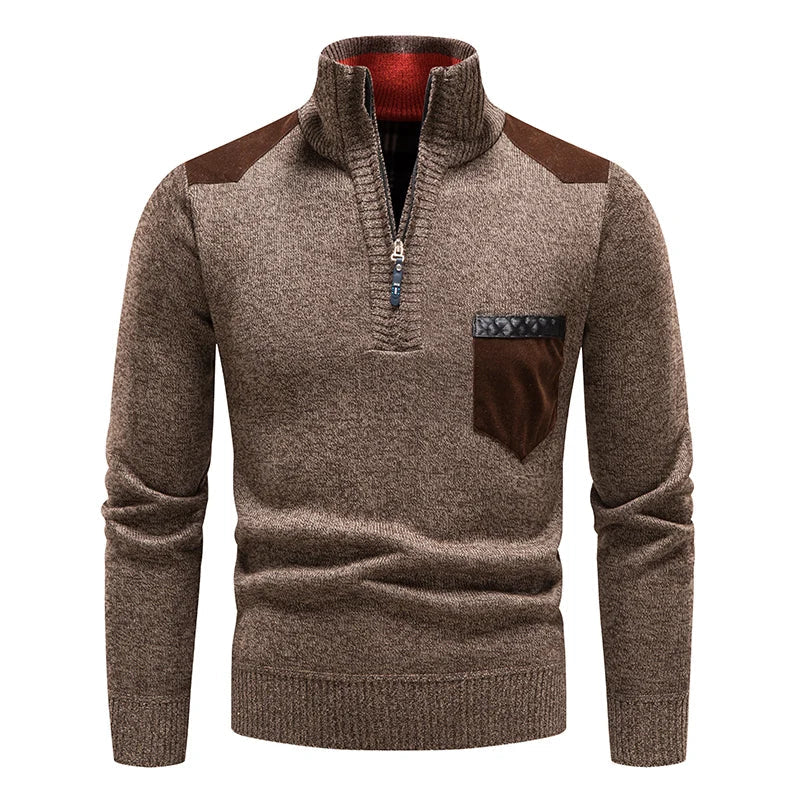 Versatile men's half-zip sweater, ideal for casual wear, office or layering in fall/winter.