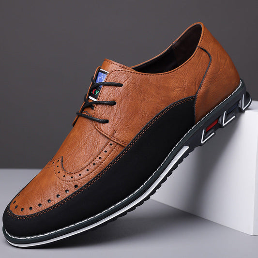 Men's modern hybrid dress shoes in brown, offering comfort & versatile smart casual style.