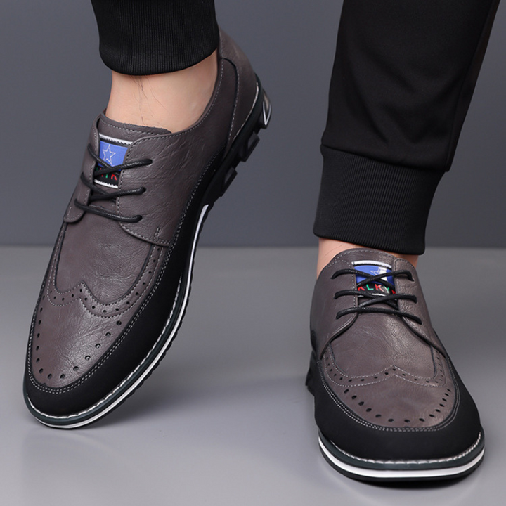 Modern men's dress shoes, offering comfort & support for both formal & casual occasions.