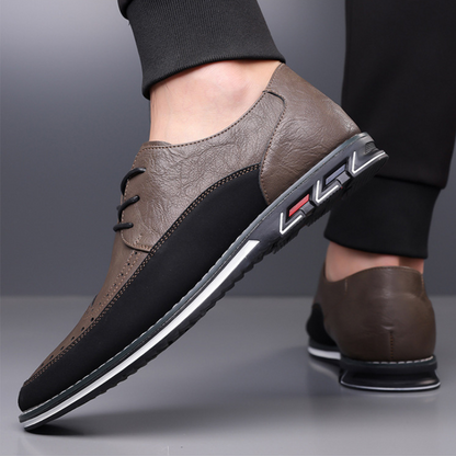 Brown men's smart casual hybrid shoes, perfect for office, travel, & everyday comfort.