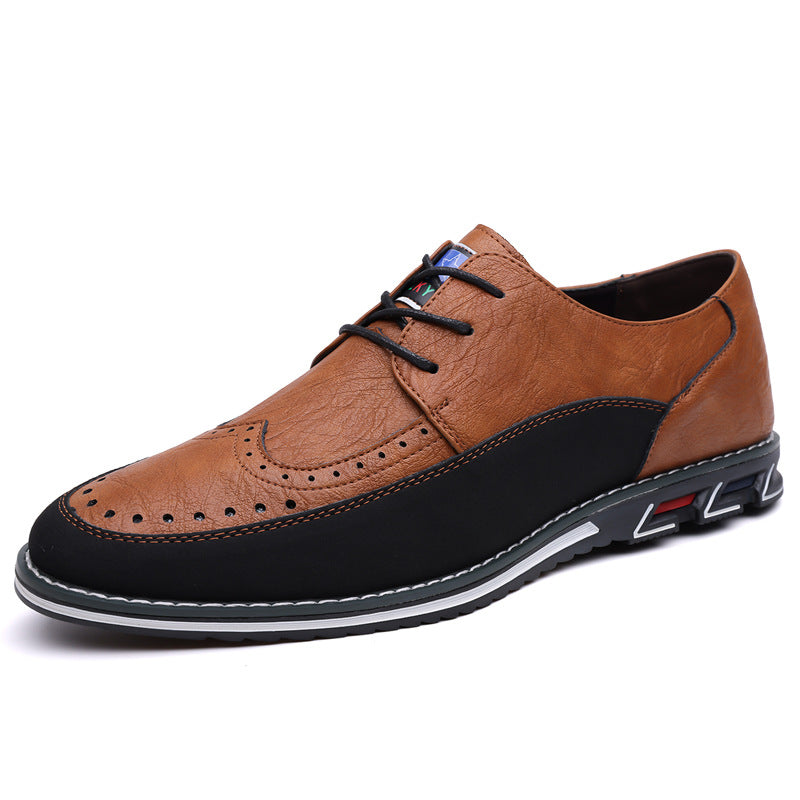 Brown men's hybrid brogues, ideal for a smart casual look, combining style & comfort.