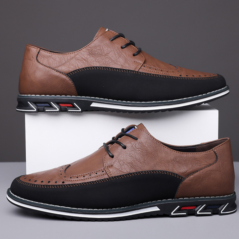 Men's black modern dress shoes with hybrid comfort, suitable for formal & everyday use.