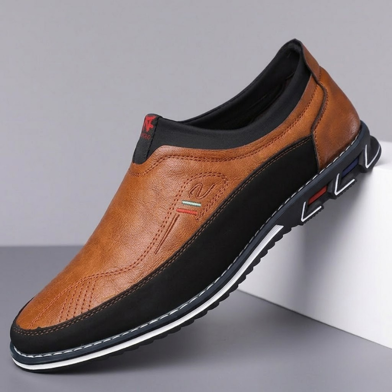 Men's modern hybrid loafers, cushioned comfort dress shoes. Versatile smart casual slip-on footwear.