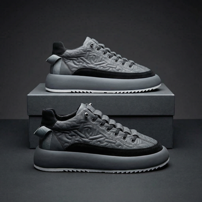 Contemporary men's footwear, these stylish lightweight sneakers boast a unique textured upper & contrast sole.