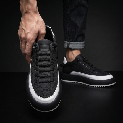 Comfortable men's casual shoes featuring a modern style, lightweight build, and distinctive contrast sole.