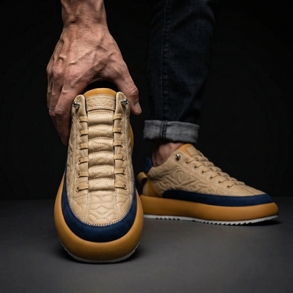 Modern men's walking shoes for daily wear, offering a lightweight feel and stylish, textured design.