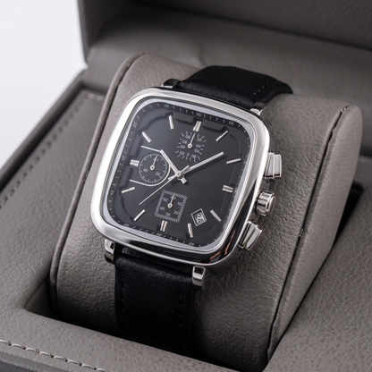 Everyday men's minimalist square dial quartz watch, a modern, versatile timepiece.