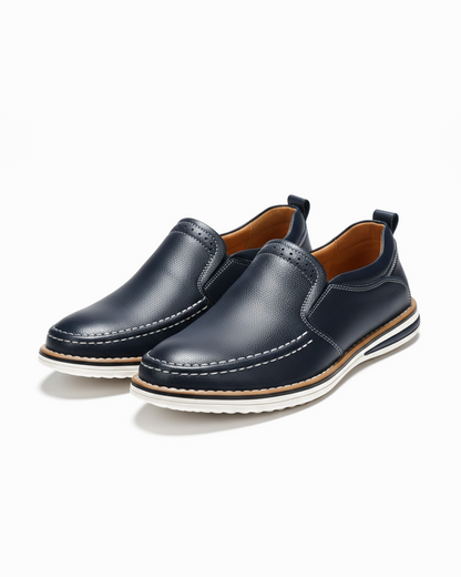 Men's modern moc toe loafers, versatile smart-casual slip-on shoes for everyday fashion.
