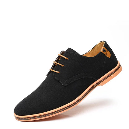 Close-up of sleek men's Modern Oxford dress shoes, showcasing quality leather & comfortable sole for all-day wear.
