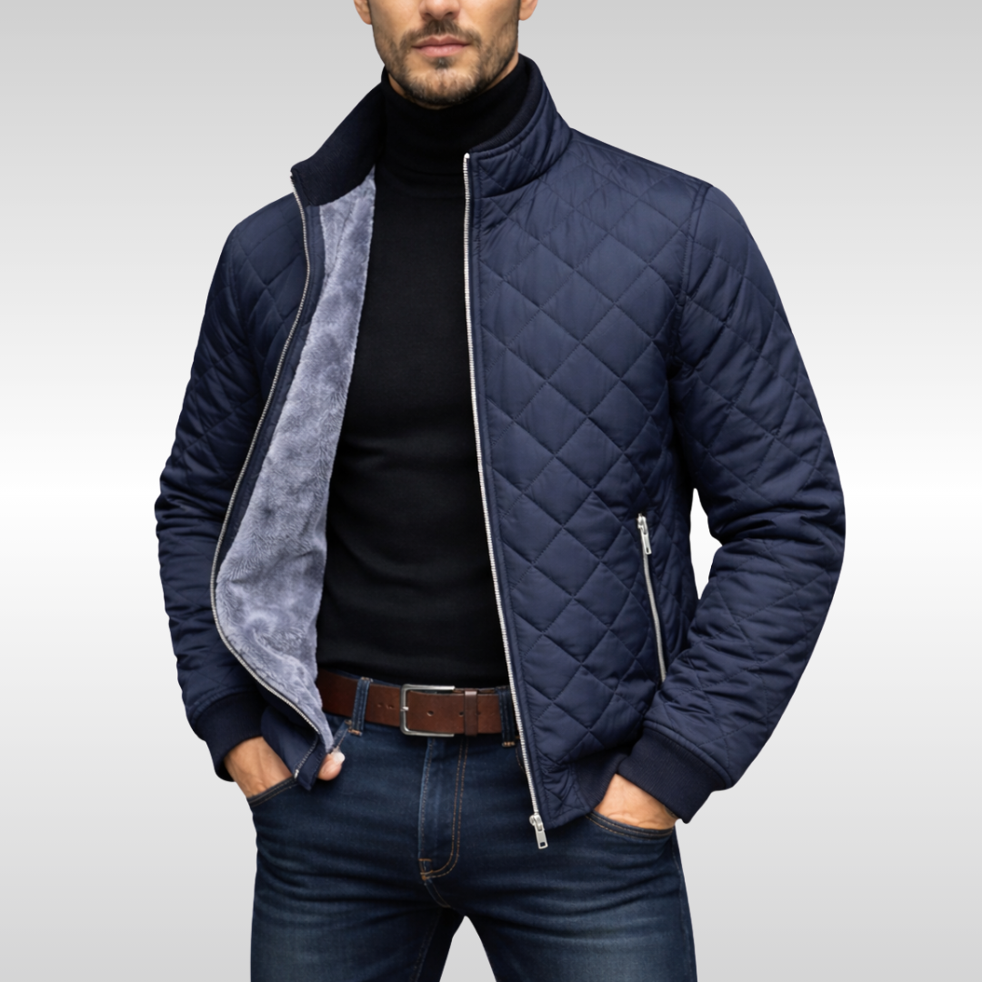 Men's modern quilted jacket, ideal for versatile everyday fall & winter wear. Stylish & warm casual outerwear.