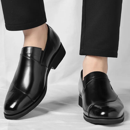 High-quality men's brown slip-on dress loafers, perfect for modern formal fashion.