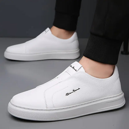 Side view of a modern men's slip-on sneaker, showcasing its comfortable, streamlined design.