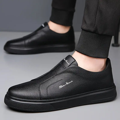 Close-up of a modern men's slip-on sneaker's textured fabric, ensuring comfort and style.