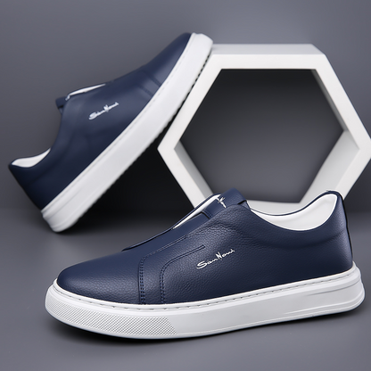 Brown men's slip-on sneakers. Stylish & comfortable casual footwear for modern men.