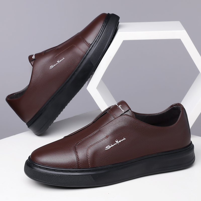 Modern men's walking shoes, slip-on style for ultimate comfort. Stylish street footwear.