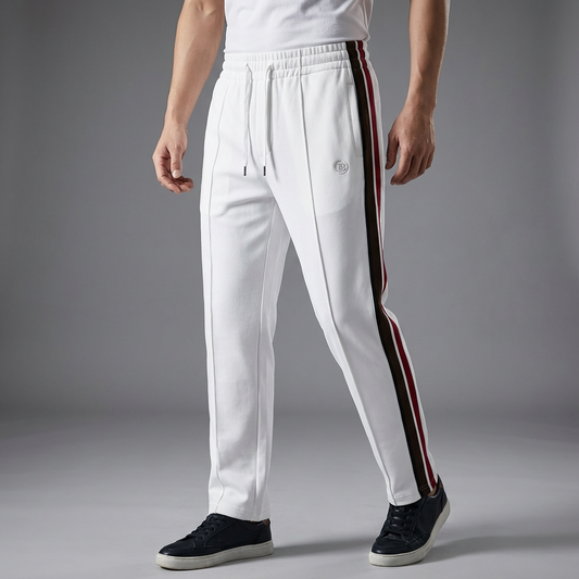 Men's modern spliced comfort pants. Elastic waist for everyday casual style & urban fashion.
