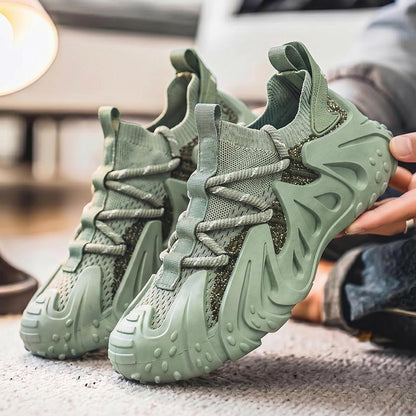 Front view of men's versatile tech sneakers, offering ultimate comfort for all-day wear.