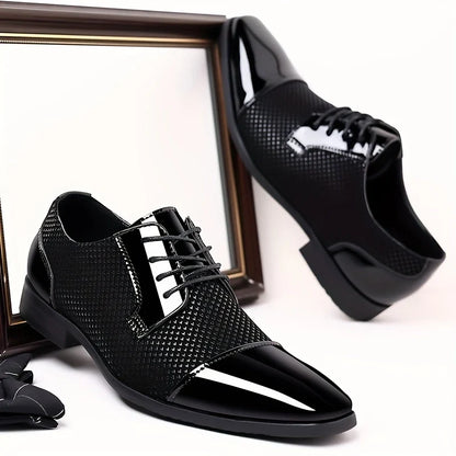 Durable sole of men's modern textured oxford dress shoes, designed for comfort, grip, and formal style.