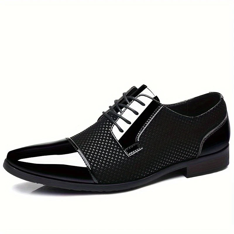 Sleek men's modern textured oxford dress shoes. Refined & comfortable formal footwear with unique texture.