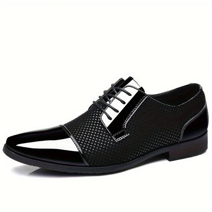 Sleek men's modern textured oxford dress shoes. Refined & comfortable formal footwear with unique texture.