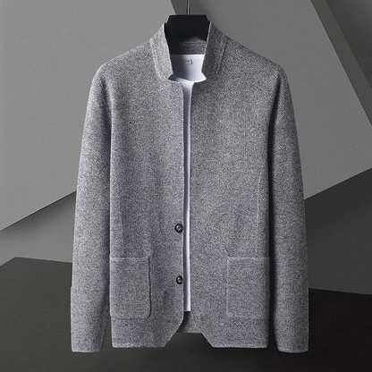 Men's Modform structured everyday jacket, modern minimalist style with button-front closure & stand collar.