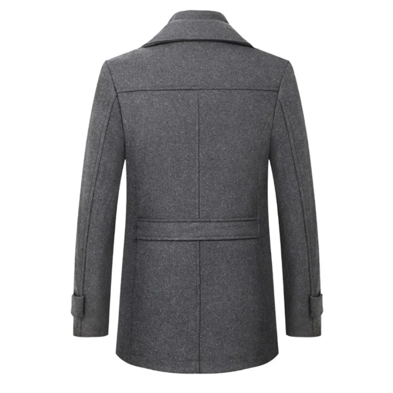 Stylish men's Molner tailored trench coat, classic fit. Elegant long overcoat for formal winter wear.