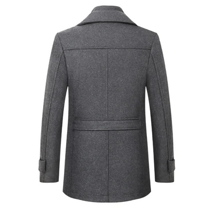 Stylish men's Molner tailored trench coat, classic fit. Elegant long overcoat for formal winter wear.