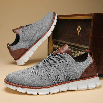 Gray Monac men's sneakers. Comfortable, lightweight athletic shoes for smart casual style & walking.