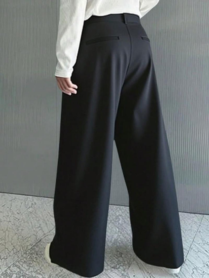 Men's Monaco wide leg trousers, pleated wool blend. Sophisticated dress pants for formal and casual wear.