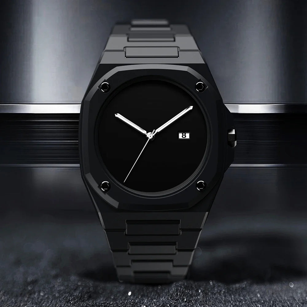 Elegant men's water resistant monochrome watch with a durable case, a versatile men's accessory perfect for any occasion.
