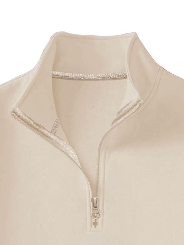 Men's fashion half zip sweatshirt. Modern fit long sleeve pullover, ideal layering top for casual style.
