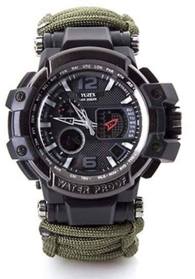 Adventure-ready men's waterproof watch, integrating a strong paracord for survival and utility