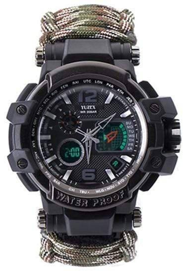 Multi-tool men's watch: a waterproof paracord survival timepiece for hikers, campers, and emergencies