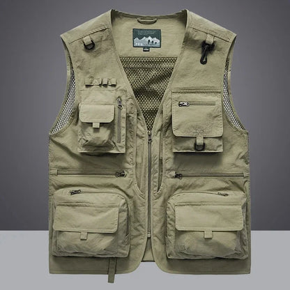 Men's multi-pocket storage vest for work, fishing, & outdoor adventures. Versatile, durable, breathable.