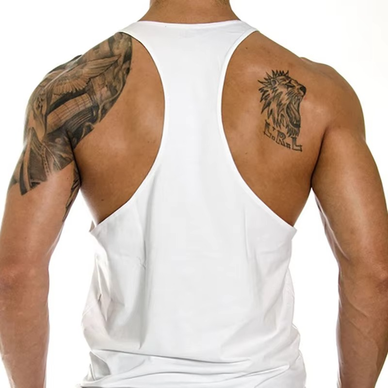Athletic men's gym wear stringer tank top. Perfect workout top for fitness & activewear.