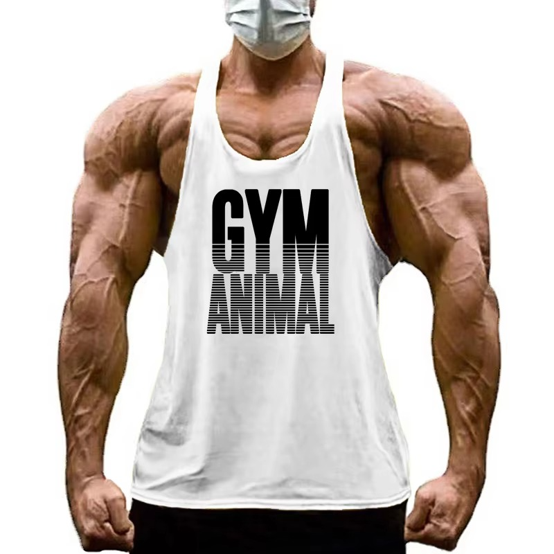 Comfortable men's muscle fit stringer tank top. High-performance gym workout apparel.